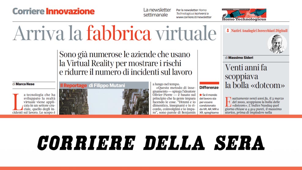Un article dédié à Immersive Factory dans le quotidien Corriere della Sera (IT)
